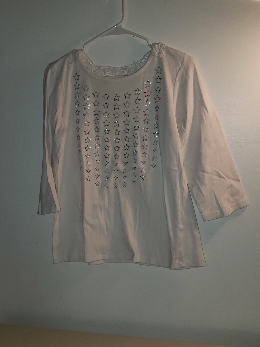 Women’s Cream Embellished Star-Detail Top